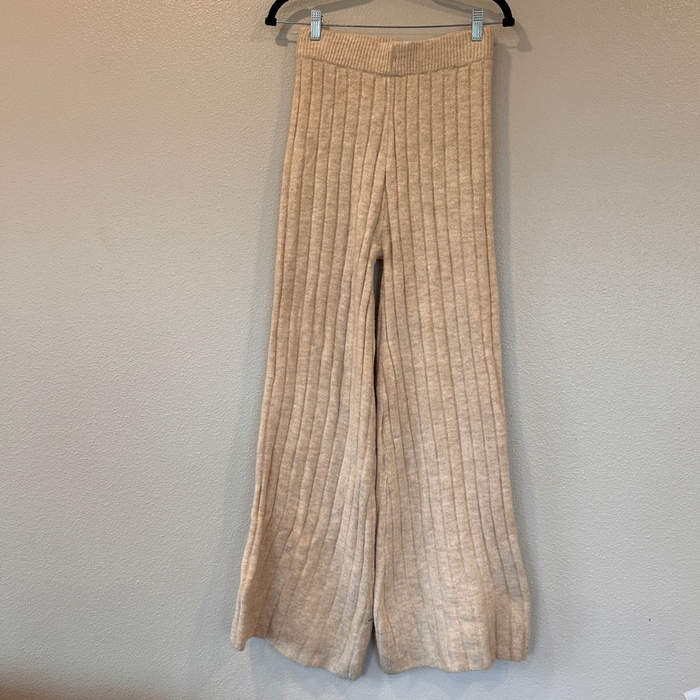 Wide Leg Sweater Pants Cozy Cream Lounge Flares Sincerely Jules Rise Size M